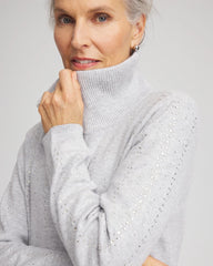 Zenergy® Luxe Diamante Zip Cardigan Frosted Gray Heather - Chico's