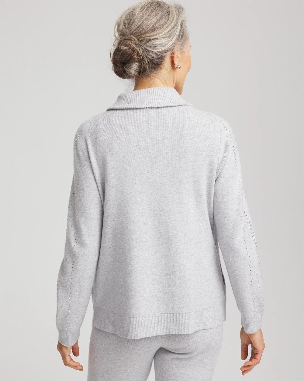 Zenergy® Luxe Diamante Zip Cardigan Frosted Gray Heather - Chico's