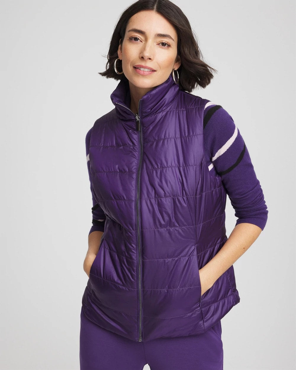 Zenergy® Reversible Velvet Puffer Vest Purple Elixir - Chico's