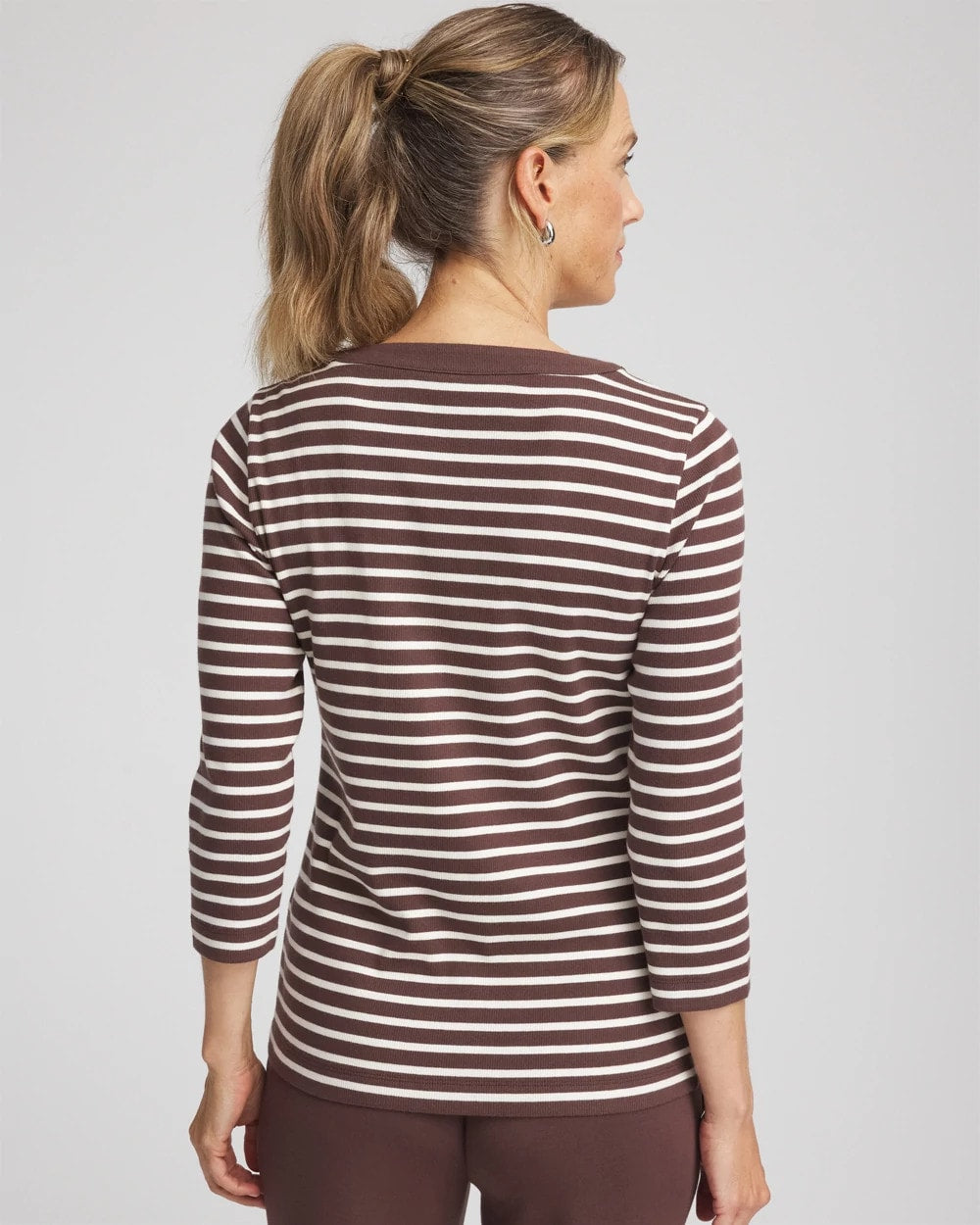 Zenergy® Ribbed Striped Henley Tee Espresso - Chico's