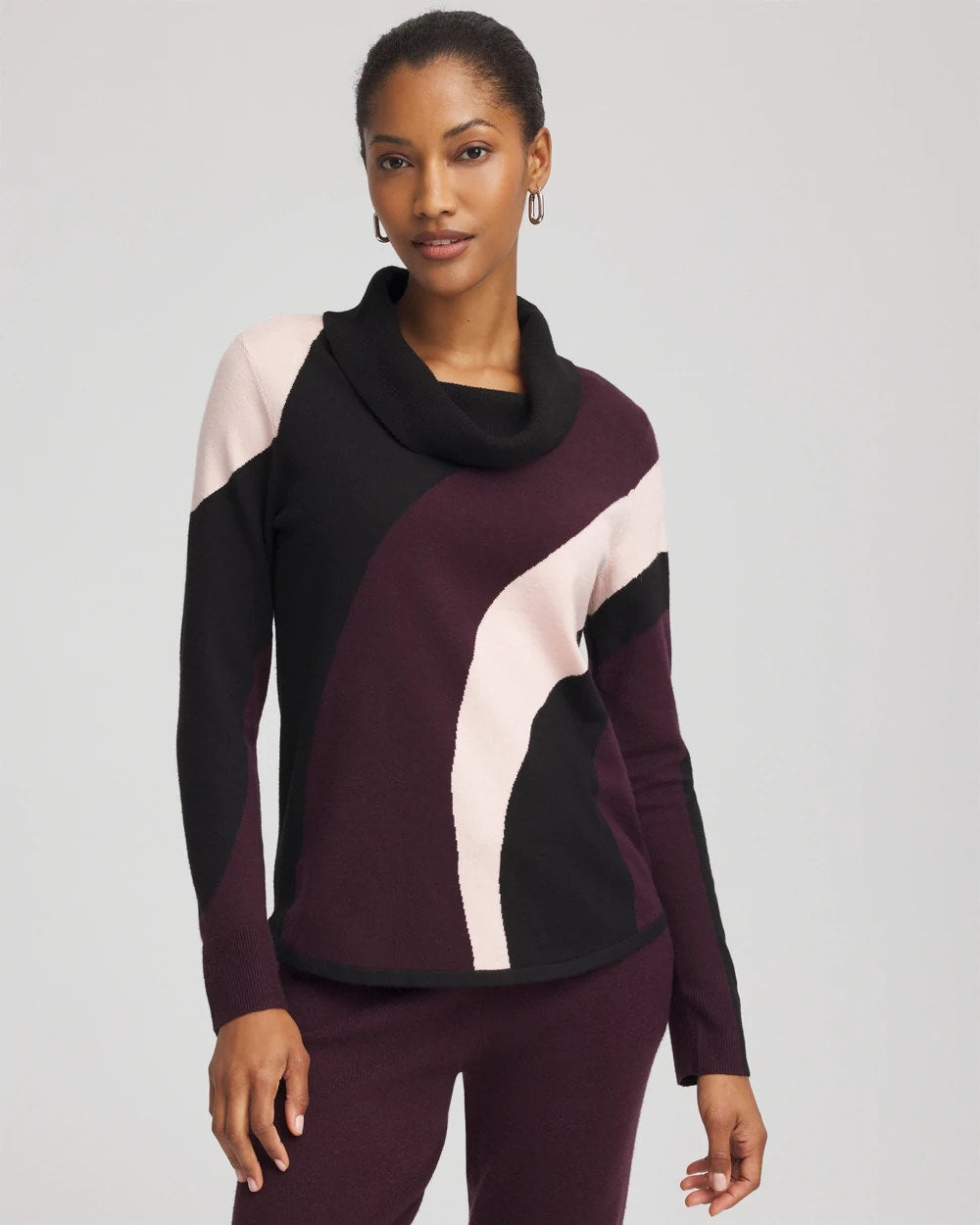 Zenergy® Luxe Intarsia Cowlneck Top Night Bloom - Chico's