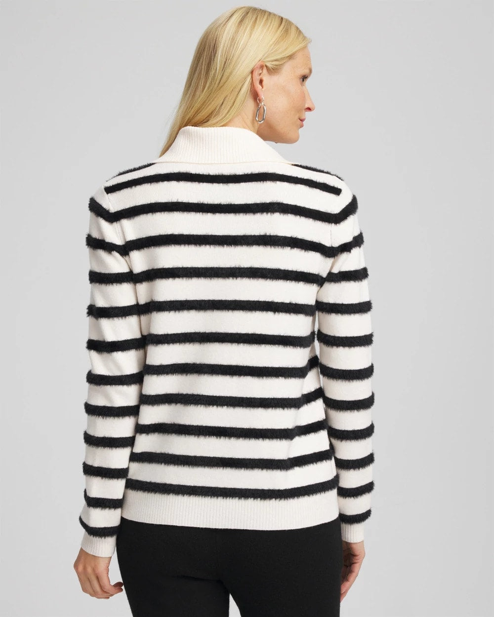 Zenergy® Luxe Eyelash Striped Sweater Black - Chico's