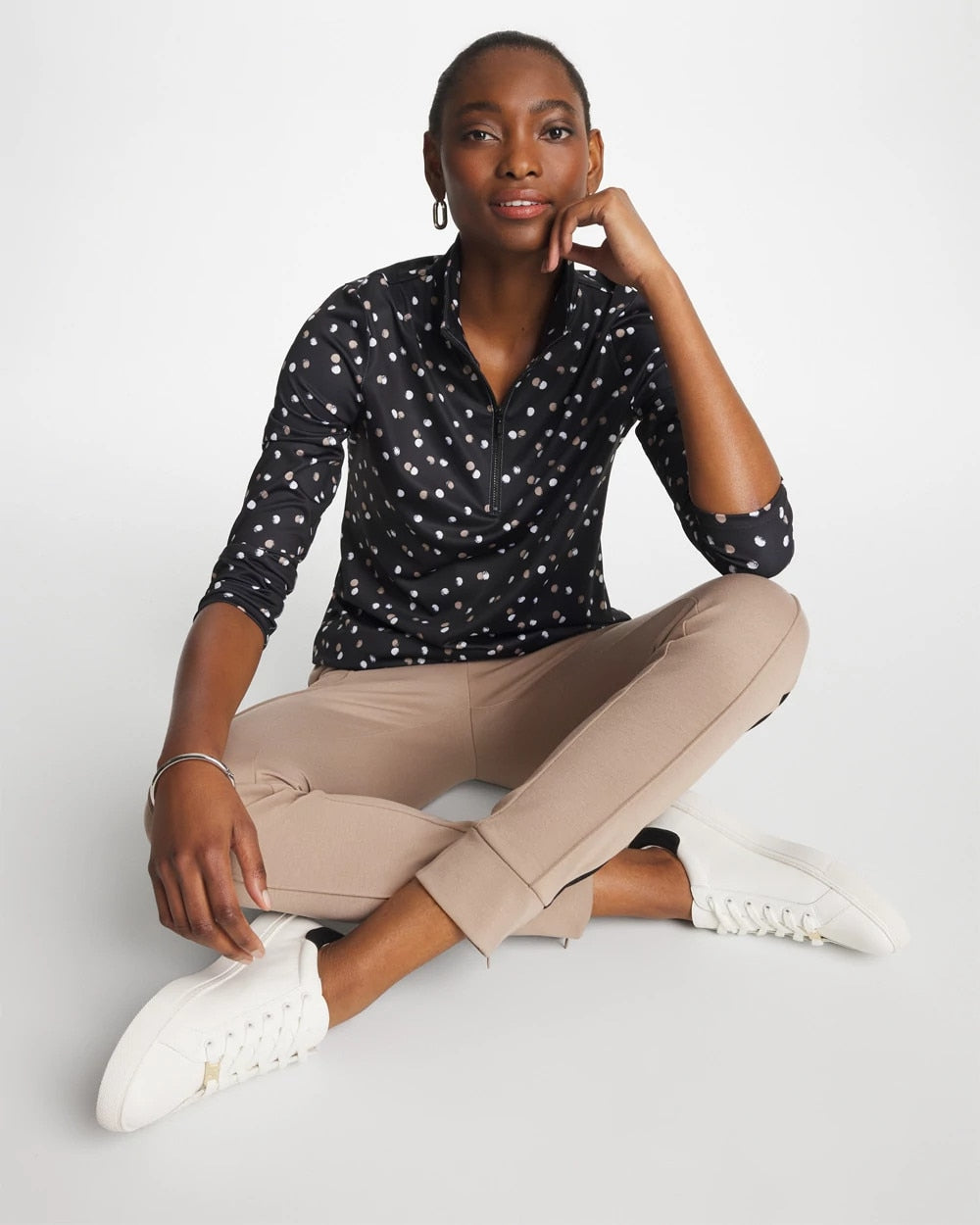 Zenergy® UPF Spotted Half Zip Studio Taupe - Chico's