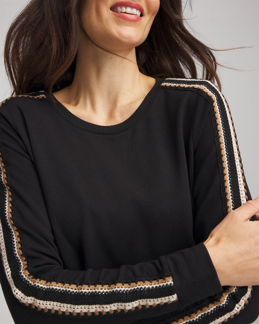 Zenergy® Lattice-Trim Pullover Top Black - Chico's