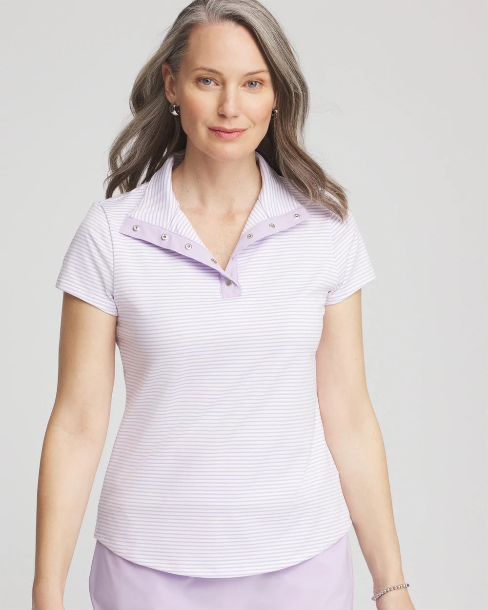 Zenergy® Striped UPF Short-Sleeve Top Violet Aura - Chico's
