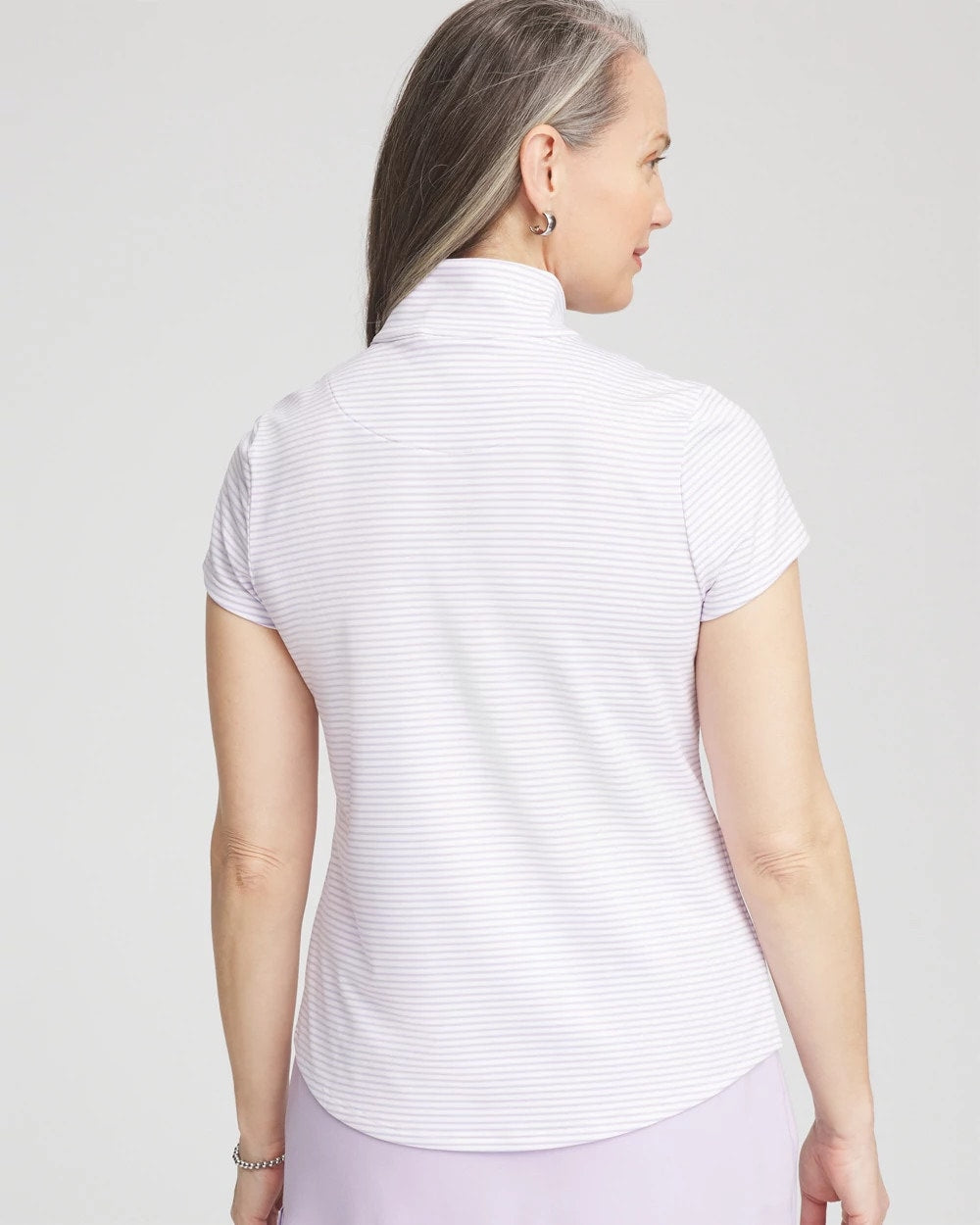 Zenergy® Striped UPF Short-Sleeve Top Violet Aura - Chico's