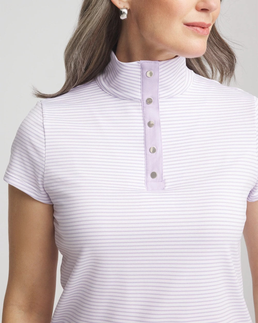 Zenergy® Striped UPF Short-Sleeve Top Violet Aura - Chico's