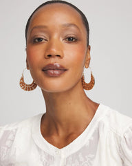 Leather Half-Moon Hoop Earrings Neutral - Chico's