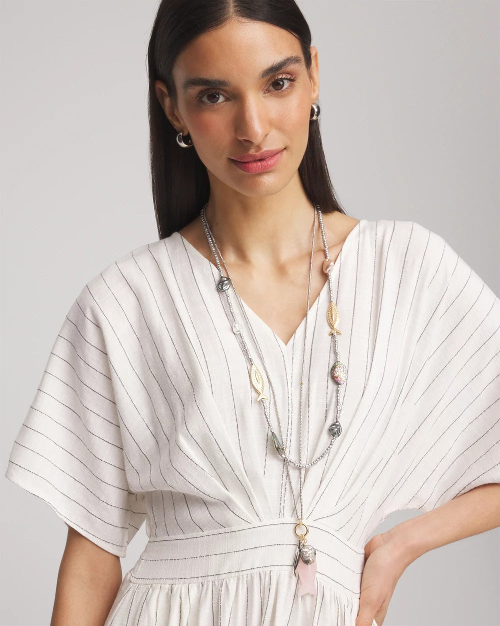 Chico's Originals White Jade Ocean Necklace Silver - Chico's