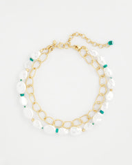 Pearlescent Goldtone Collar Necklace Pearl - Chico's