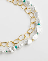 Pearlescent Goldtone Collar Necklace Pearl - Chico's