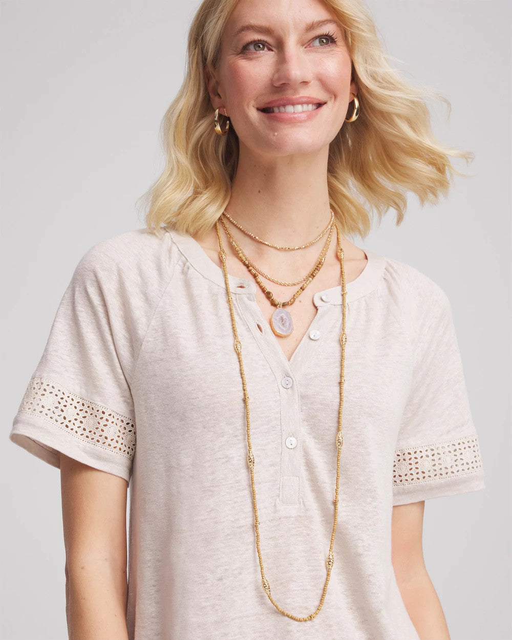 Long Goldtone Seed Bead Necklace Gold - Chico's