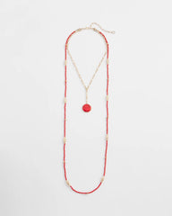 Convertible Beaded Pendant Necklace Red - Chico's