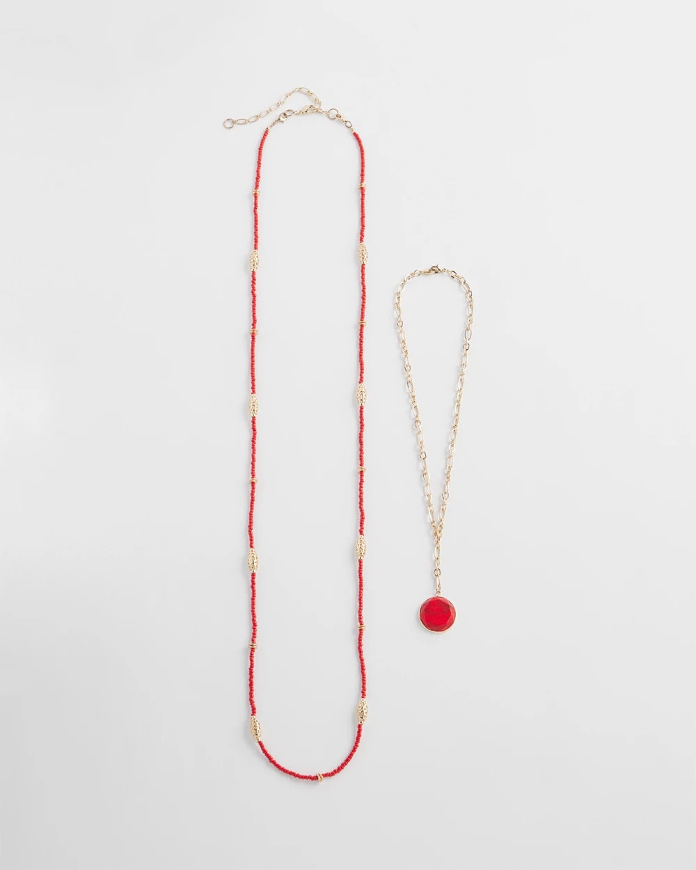 Convertible Beaded Pendant Necklace Red - Chico's