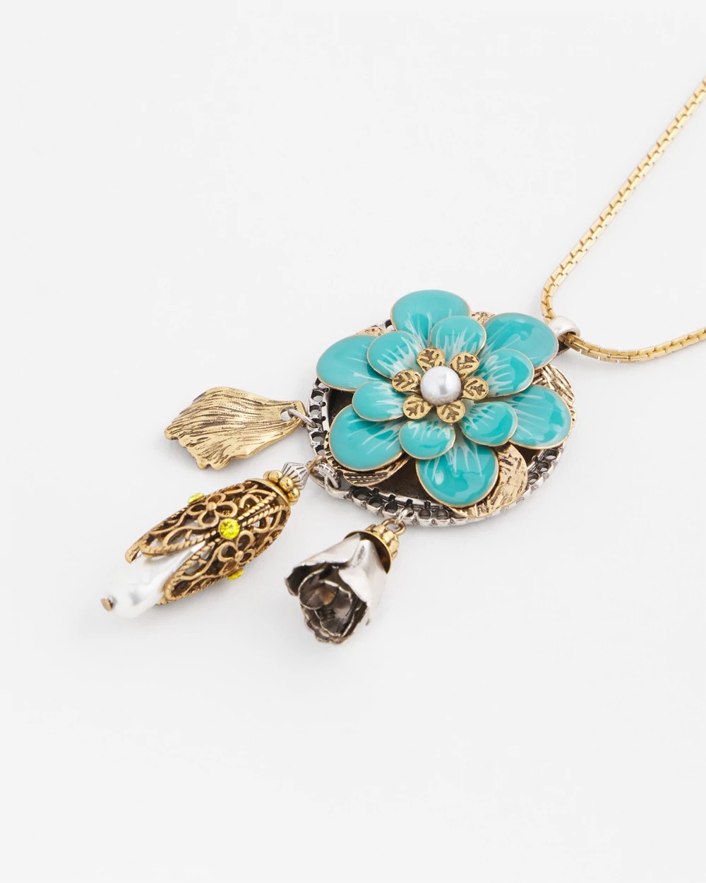 Adjustable Flower Charm Pendant Necklace Multi - Chico's