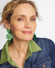 Clover Drop On Post Earrings Green - Chico's