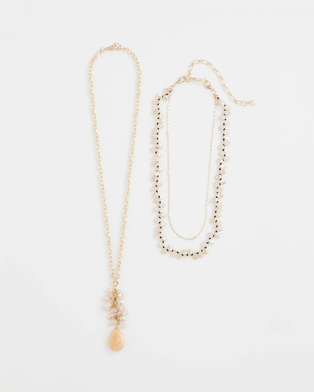 Convertible Rose Quartz Pendant Necklace Pale Pink - Chico's