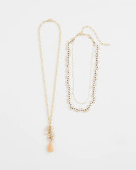 Convertible Rose Quartz Pendant Necklace Pale Pink - Chico's