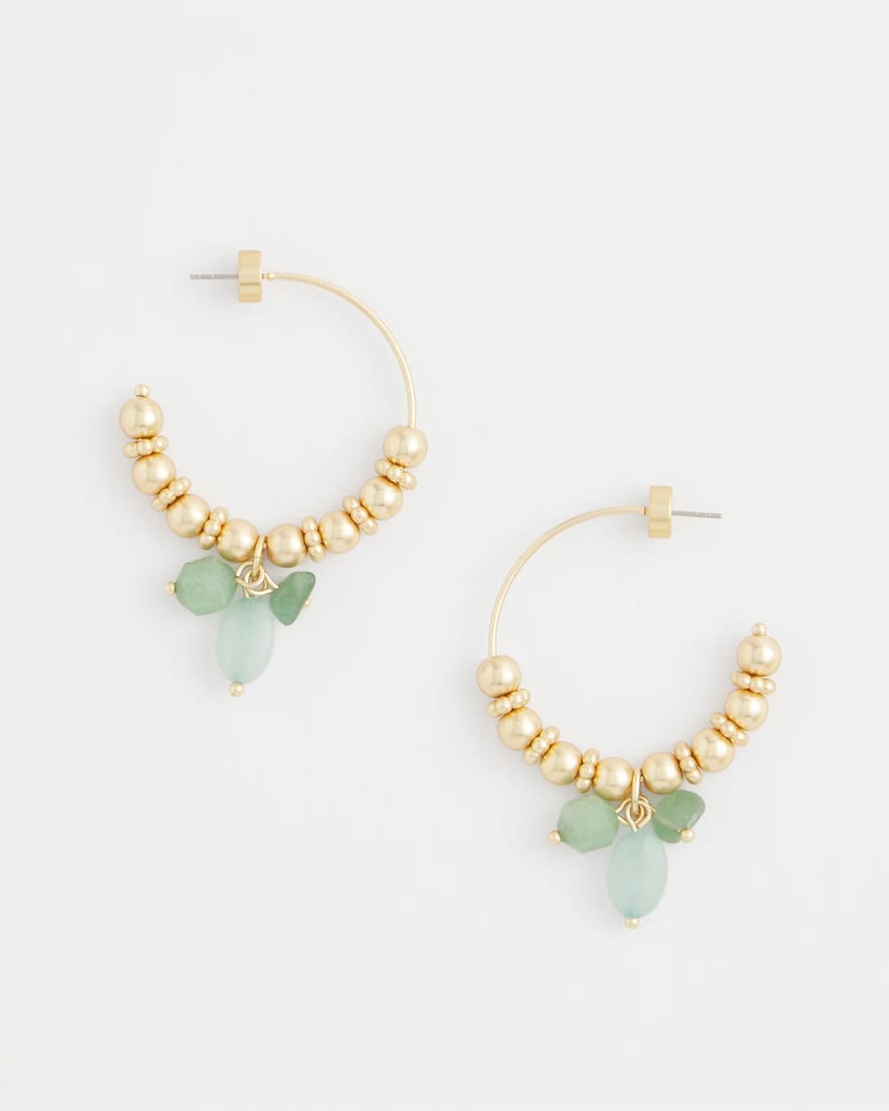 No Droop® Gem Beaded Hoop Earrings Gold - Chico's