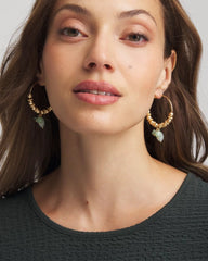 No Droop® Gem Beaded Hoop Earrings Gold - Chico's