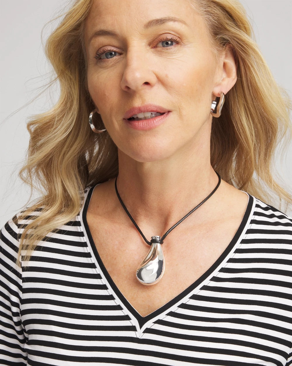 Silvertone Adjustable Pendant Necklace Mixed Metals - Chico's