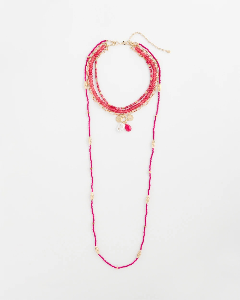 Convertible Beaded Pendant Necklace Pink - Chico's