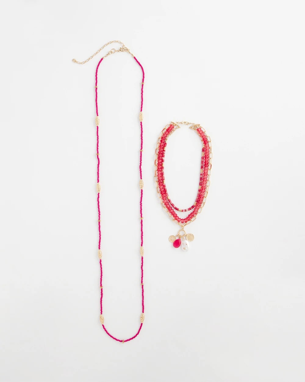 Convertible Beaded Pendant Necklace Pink - Chico's