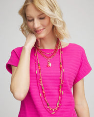 Convertible Beaded Pendant Necklace Pink - Chico's