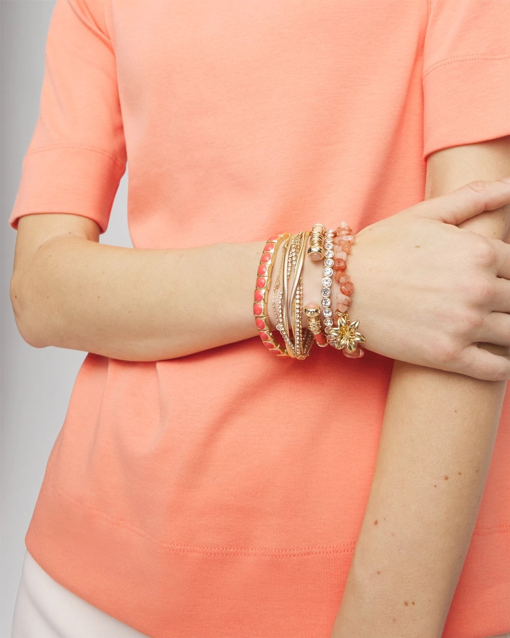 Bold Orange Goldtone Stretch Bracelet Orange - Chico's