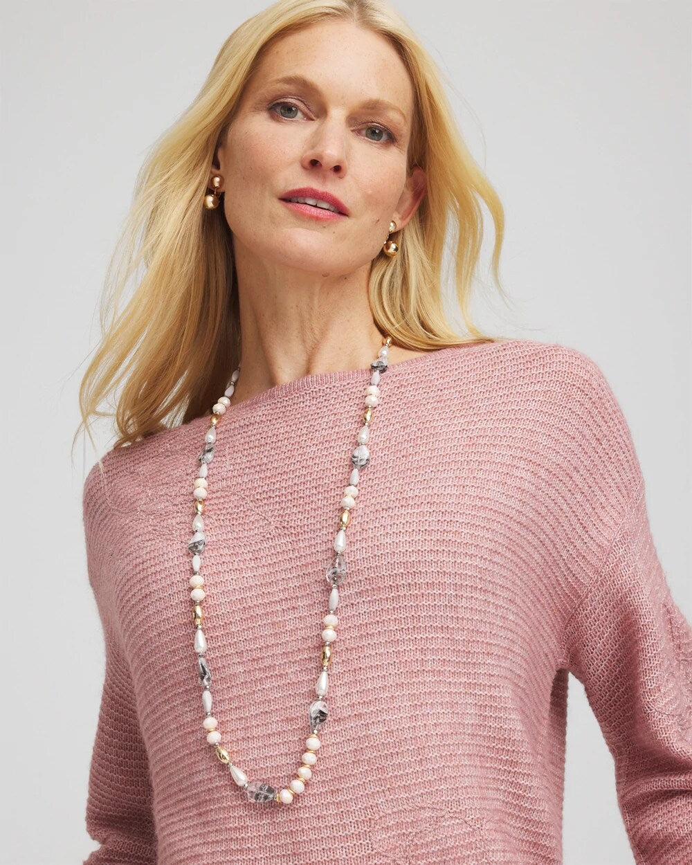 Pink Art Deco Beaded Necklace Pink - Chico's