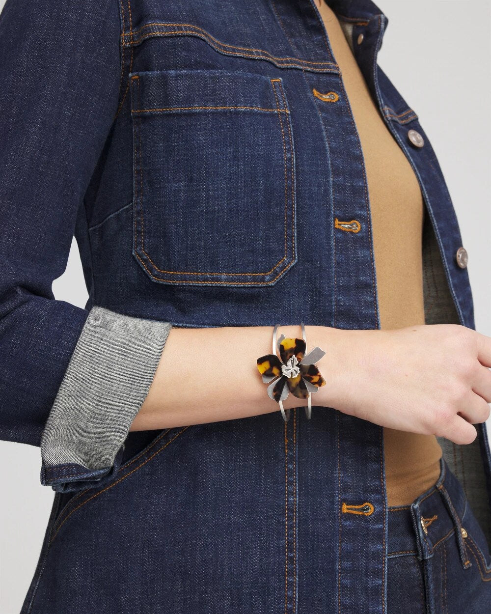 Tortoise Floral Hinge Bracelet Neutral - Chico's
