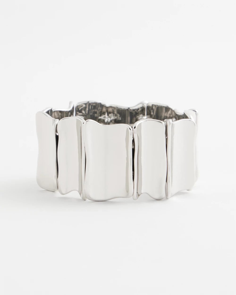 Silvertone Wave Stretch Cuff Bracelet Silver - Chico's