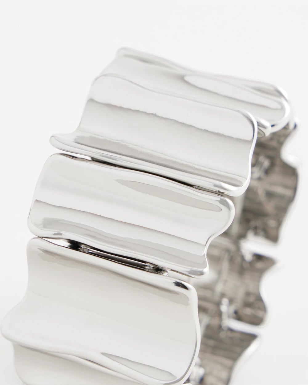 Silvertone Wave Stretch Cuff Bracelet Silver - Chico's