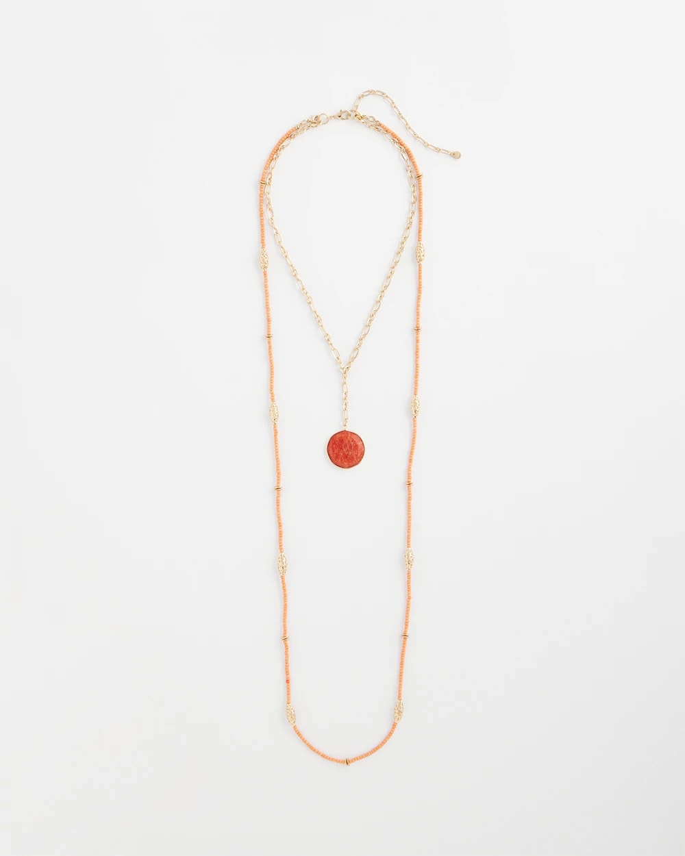 Convertible Beaded Pendant Necklace Orange - Chico's
