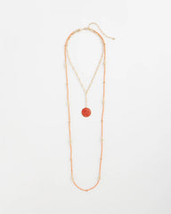 Convertible Beaded Pendant Necklace Orange - Chico's