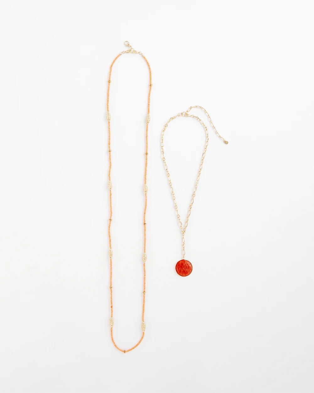 Convertible Beaded Pendant Necklace Orange - Chico's