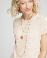 Convertible Beaded Pendant Necklace Orange - Chico's