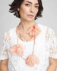 Pink Floral Aventurine Long Single Necklace Pink - Chico's