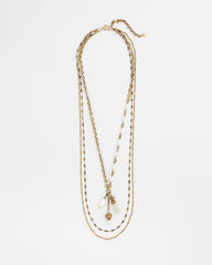 Convertible Multi-Strand Jade & Faux Pearl Charm Necklace White/Gold - Chico's