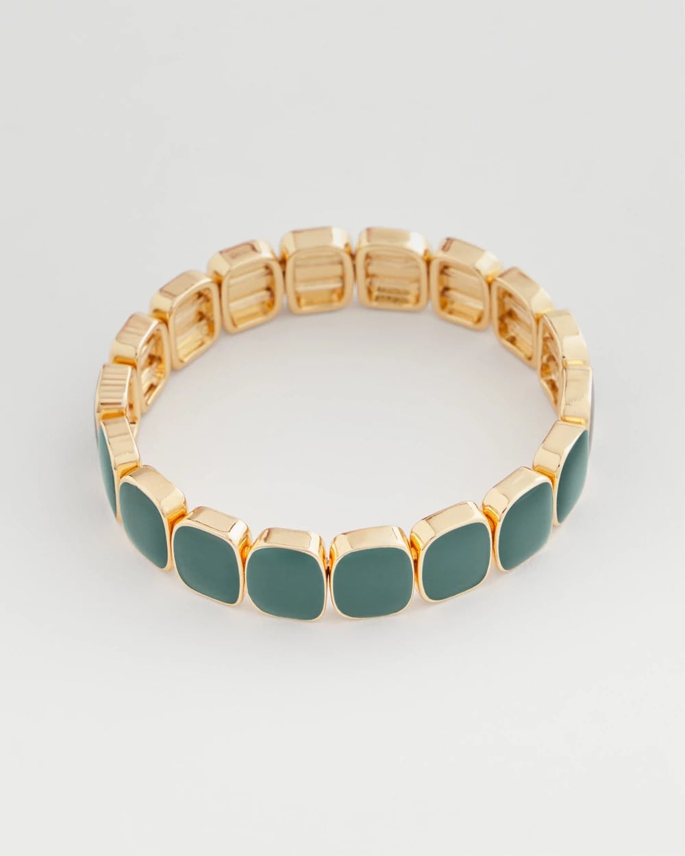 Resin Goldtone Square Stretch Bracelet Darkest Spruce - Chico's