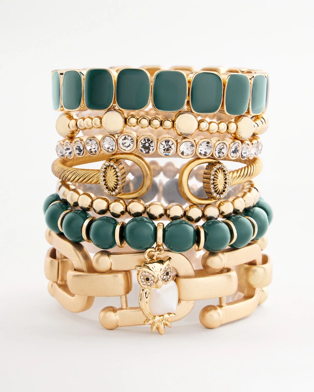 Resin Goldtone Square Stretch Bracelet Darkest Spruce - Chico's