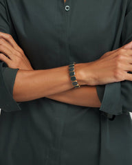 Resin Goldtone Square Stretch Bracelet Darkest Spruce - Chico's