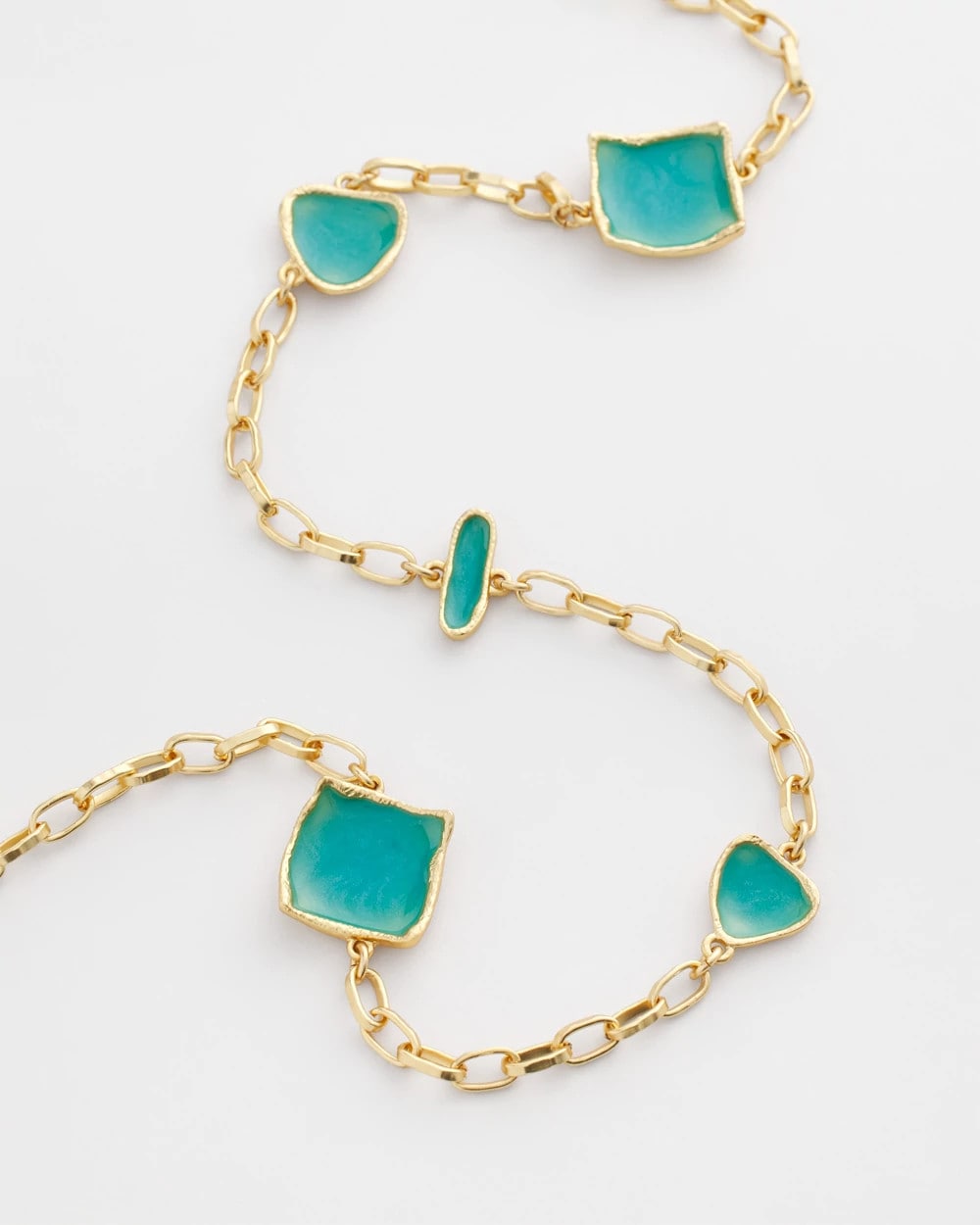 Gold Tone Single-Strand Necklace Blue - Chico's