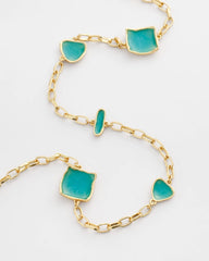 Gold Tone Single-Strand Necklace Blue - Chico's
