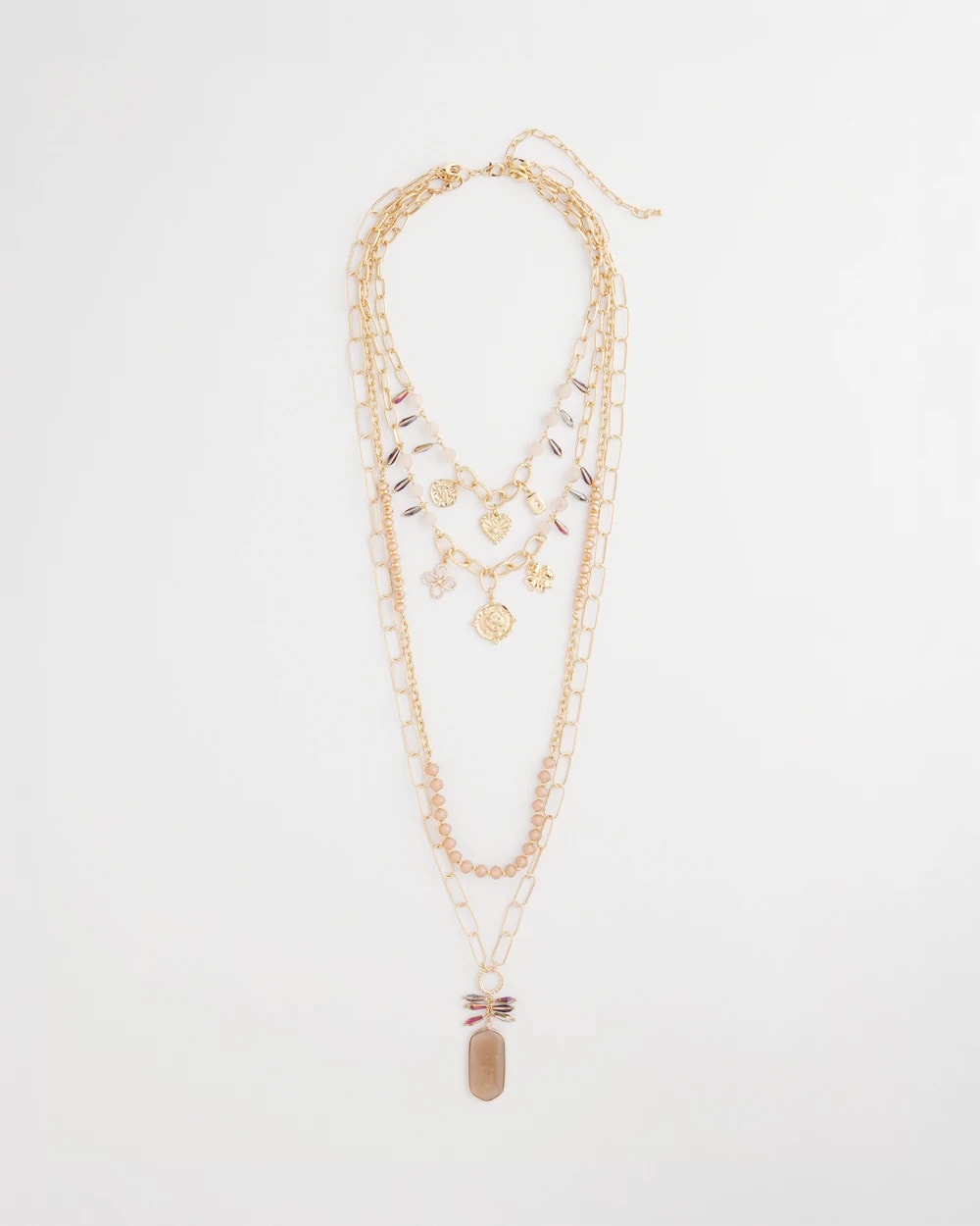 Convertible Pink & Gold Beaded Necklace Pink - Chico's