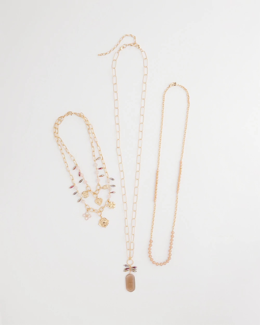 Convertible Pink & Gold Beaded Necklace Pink - Chico's