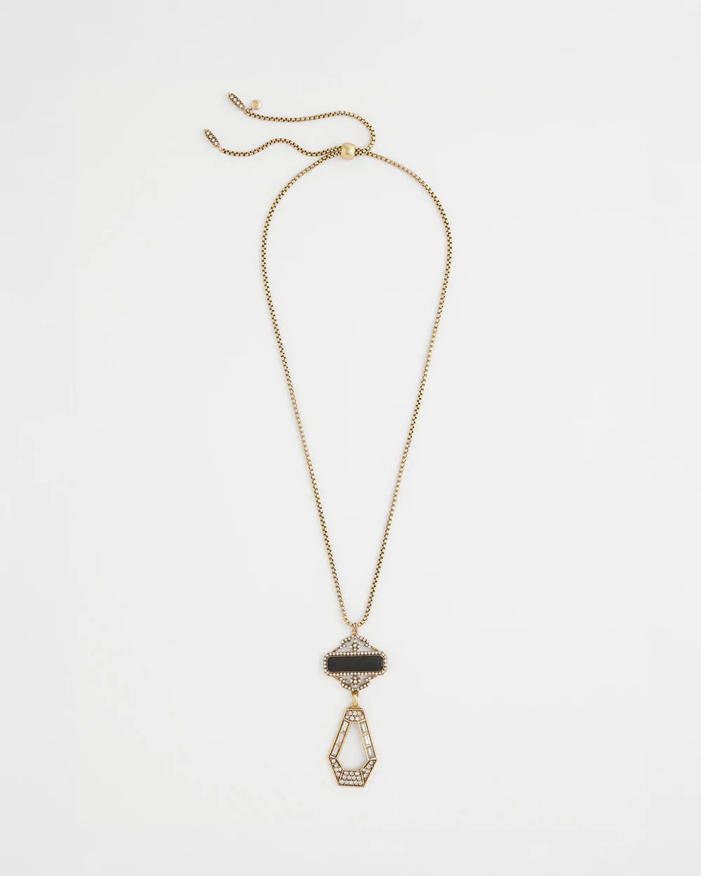 Adjustable Amulet Pendant Necklace Black/Gold - Chico's