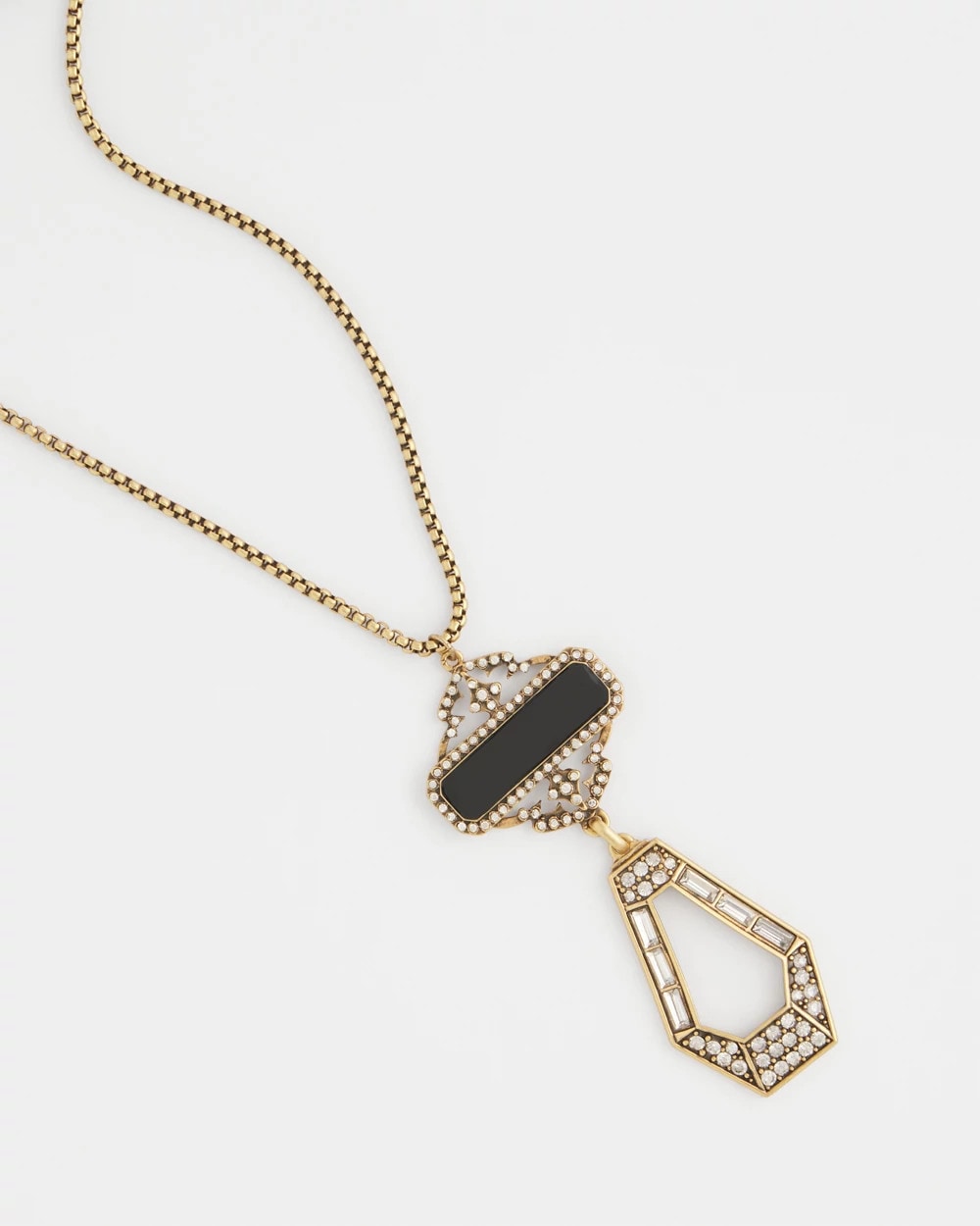 Adjustable Amulet Pendant Necklace Black/Gold - Chico's
