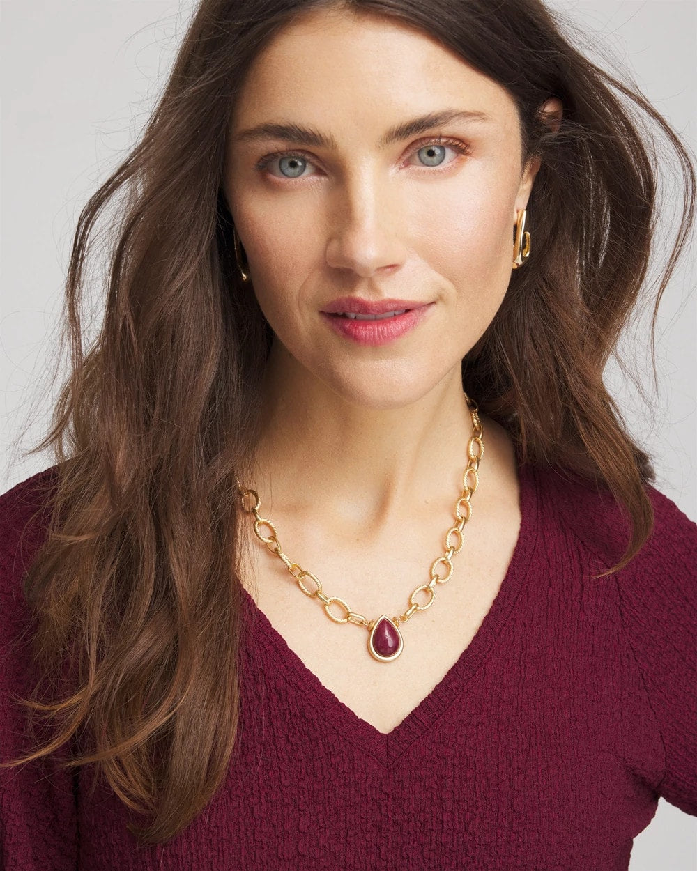 Convertible Three-Strand Stone Pendant Necklace Purple - Chico's