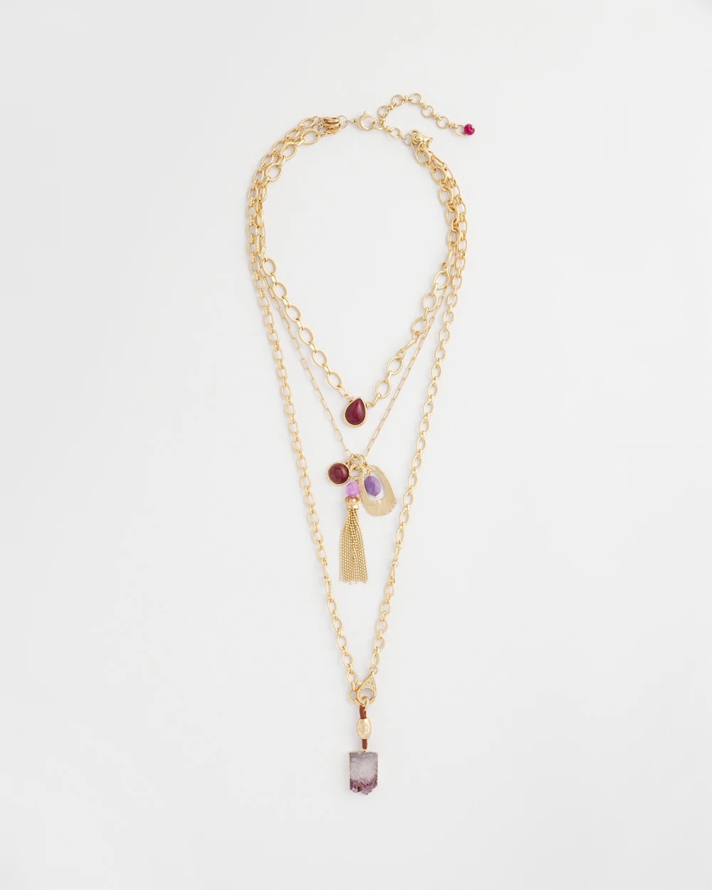 Convertible Three-Strand Stone Pendant Necklace Purple - Chico's